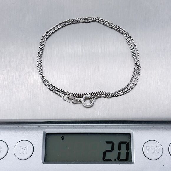 Vintage PC Sterling Silver 925 0.9mm Box Chain Necklace 18" - Picture 3 of 3